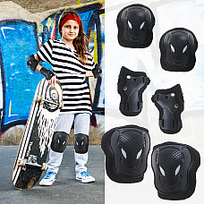 Set pentru copii, 6 x protectii pentru genunchi, coate si incheieturi (bicicleta, role, skateboard, patine)