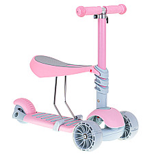 Tricicleta + Trotineta + Skateboard (3in1) roti iluminate LED - ROZ