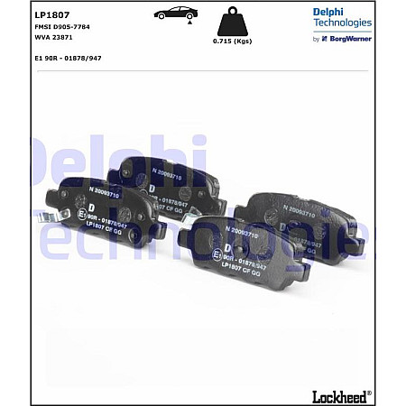 Set placute frana.frana disc Set placute frana Spate INFINITI EX FX G M45 Q50 QX50 I NISSAN ALTIMA CUBE JUKE LEAF NISSAN NV200 / EVALIA, Autobuz, 07.2010 - Delphi LP1807