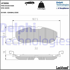 Set placute frana.frana disc Set placute frana Fata se potriveste. FORD USA EXPLORER 3.0H 07.19- FORD USA EXPLORER, 07.2019 - Delphi LP3696