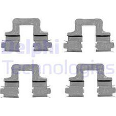 Set accesorii. placute frana Kit montare placute frana Spate ALFA ROMEO 159 AUDI A3 A6 ALLROAD C6 A6 C6 Q3 TT SEA VW PASSAT CC (357), Compartiment, 02.2008 - 01.2012 Delphi LX0379