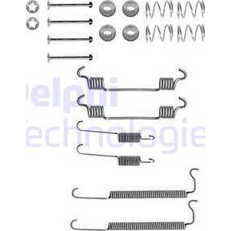 Set accesorii. sabot de frana Set de montaj pantofi de frana LUCAS CHEVROLET AVEO AVEO - KALOS DAEWOO KALOS OPEL CHEVROLET AVEO II (T250, T255), Hatchback, 06.2006 - Delphi LY1357