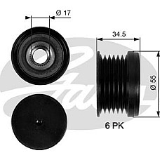 Fulie, alternator VW CC (358), Compartiment, 11.2011 - 12.2016 Gates OAP7090