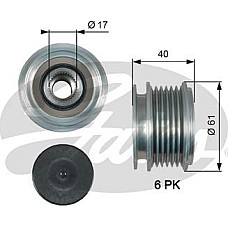 Fulie, alternator VW TOURAN (1T1, 1T2), Dubita, 02.2003 - 05.2010 Gates OAP7013