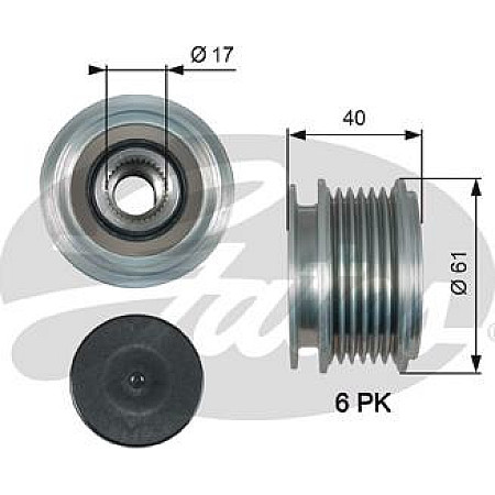 Fulie, alternator VW TOURAN (1T1, 1T2), Dubita, 02.2003 - 05.2010 Gates OAP7013