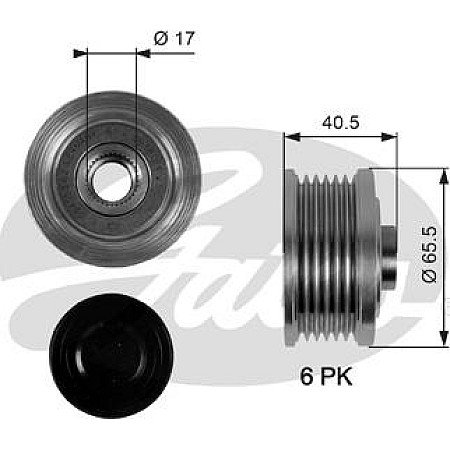 Fulie, alternator FIAT STILO Multi (192_), Wagon, 01.2003 - 08.2008 Gates OAP7032