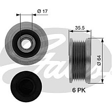 Fulie, alternator HYUNDAI SANTA FE I (SM), Crossover, 11.2000 - 03.2006 Gates OAP7073