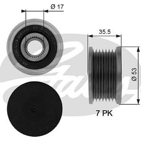 Fulie, alternator RENAULT KAPTUR (H5_), Liftback, 03.2016 - Gates OAP7110