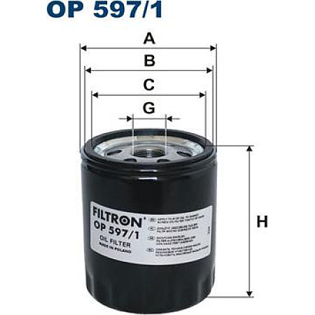 Filtru ulei FORD TRANSIT CONNECT TRANSIT CONNECT V408-MINIVAN MAZDA 3 6 CX-3 CX-30 CX-5 CX-7 CX-8 1.5D-2.5 07.09- MAZDA 6 (GJ, GL), Turism, 08.2012 - Filtron OP597/1