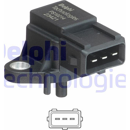 Senzor.presiune supraalimentare Senzor de presiune la galeria de admisie 3 pin MERCEDES A W168 C W202 C T-MODEL S MERCEDES-BENZ G-CLASS (W463), Sabrioleta, 09.1989 - Delphi PS10214