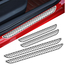 Set 4 bucati protectie praguri universale culoare crom si negru diamond