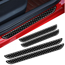 Set 4 bucati protectie praguri universale culoare neagra si crom diamond