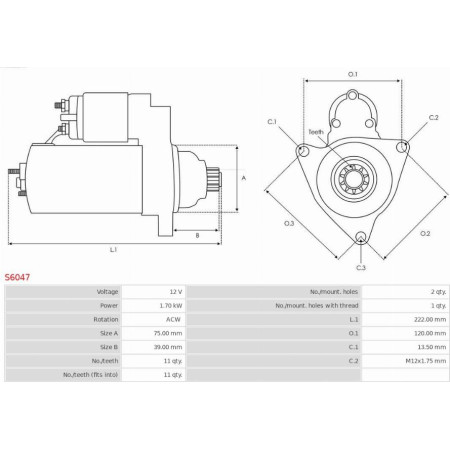 Electromotor ROVER 25 (RF), Hatchback, 09.1999 - 06.2006 AS-PL S6047