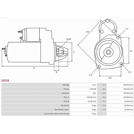 Electromotor FIAT DUCATO (280_), Cadru de sprijin, 07.1982 - 08.1990 AS-PL S0558
