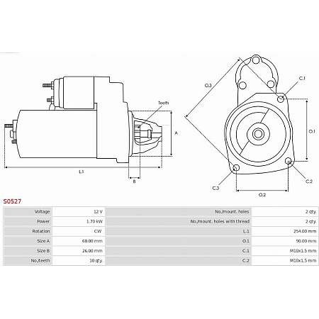 Electromotor MERCEDES-BENZ G-CLASS (W461), Crossover, 09.1989 - AS-PL S0527