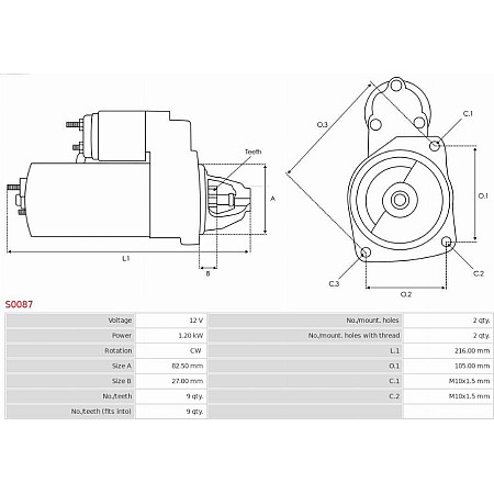 Electromotor MERCEDES-BENZ C-CLASS T-Model (S202), Turism, 06.1996 - 03.2001 AS-PL S0087
