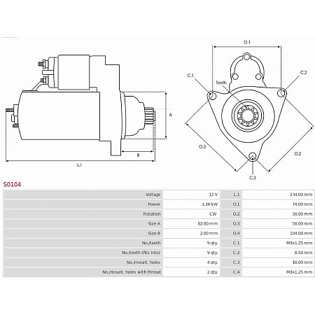 Electromotor VW CADDY II (9K9A), Box/MPV, 11.1995 - 01.2004 AS-PL S0104