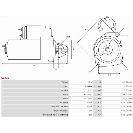 Electromotor RENAULT CLIO II (BB_, CB_), Hatchback, 03.1998 - AS-PL S0225