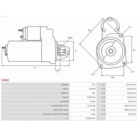 Electromotor CITROEN JUMPY (VF7), Dubita, 01.2007 - AS-PL S3091