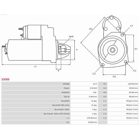 Electromotor PEUGEOT 407 SW (6E_), Turism, 05.2004 - 12.2011 AS-PL S3089