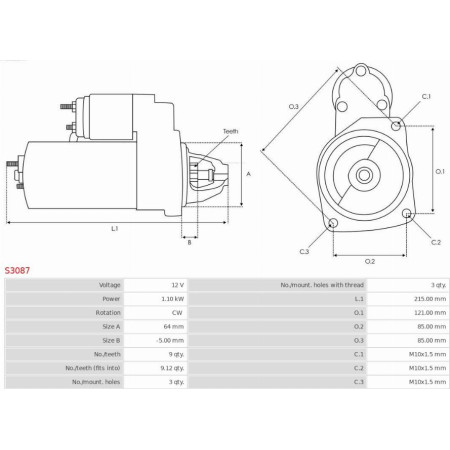 Electromotor CITROEN C5 I Break (DE_), Turism, 06.2001 - 09.2004 AS-PL S3087
