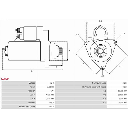 Electromotor NISSAN TRADE, Cadru de sprijin, 04.1993 - 10.1998 AS-PL S2009