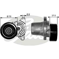 Intinzator.curea transmisie Multi-V belt tensioner HYUNDAI ACCENT II ELANTRA III GETZ GRANDEUR HIGHWAY I30 MATRIX SANTA FE HYUNDAI ELANTRA (XD), Sedan, 03.2000 - 09.2006 Gates T38454