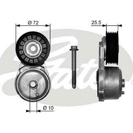 Rola intinzator.curea transmisie Multi-V belt tensioner CADILLAC ESCALADE CHEVROLET BLAZER S10 C1500 C-K S10 SILVERADO 150 CHEVROLET S10, Cabina standard de ridicare, 09.1993 - 12.2004 Gates T38103