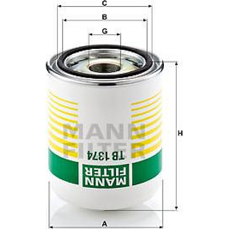 Element filtrant uscator aer. compresor Cartus cu uscator de aer cartus de desicator M39x15mm dreapta fata-verso presiune 13bar MAN HOCL (A51), Autobuz Mann-Filter TB 1374 x