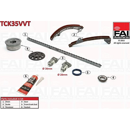 Chit lant de distributie TOYOTA MATRIX I (_E13_), Dubita, 01.2002 - 12.2007 FAI AutoParts TCK35VVT