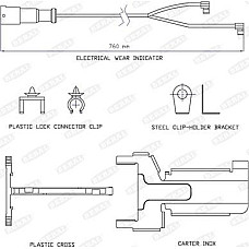 Senzor de avertizare.uzura placute de frana Senzor uzura placute frana lungime. 760mm ST7 WVA 29319 Beral UAI183