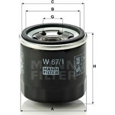 Filtru ulei FORD ECONOVAN HONDA INSIGHT HYUNDAI ATOS GETZ PORTER INFINITI EX FX G I30 M Q50 Q70 QX4 QX50 I QX56 Q SUBARU OUTBACK (BL, BP), Turism, 09.2003 - 06.2010 Mann-Filter W 67/1