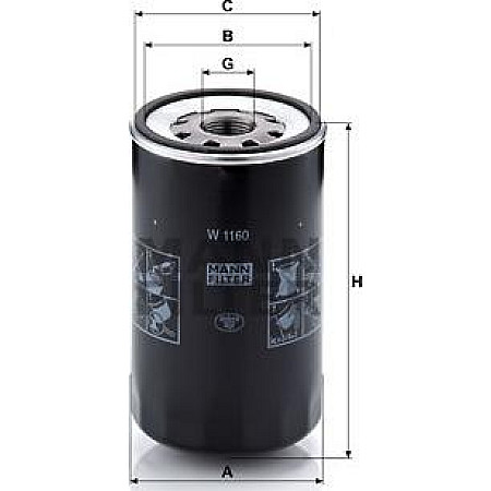 Filtru ulei Oil filter filet MAN CLA EL EM FOC G90 HOCL L2000 LION S INTERCITY LIONS CITY LIONS CLASSIC M 2000 L M 200 MAN LC (L21), Autobuz Mann-Filter W 1160