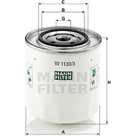Filtru ulei VOLVO 850 S70 S80 I V70 I V70 II VW TRANSPORTER IV 1.9D-2.5D 07.90-08.07 AUDI 100 Avant III (44, 44Q, C3), Sedan, 08.1982 - 11.1990 Mann-Filter W 1130/3