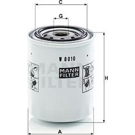 Filtru ulei hidraulic insurubat se potriveste. KOBELCO K SK KUBOTA RTV 2TN66L-J08E-TA Mann-Filter W 8010