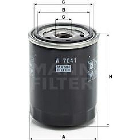 Filtru ulei FORD MAVERICK INFINITI J30 M30 Q45 I Q45 II ISUZU D-MAX I NISSAN 100NX 200SX 300ZX ALMERA I ARMADA BL NISSAN URVAN (E23), Autobuz, 07.1980 - 11.1988 Mann-Filter W 7041