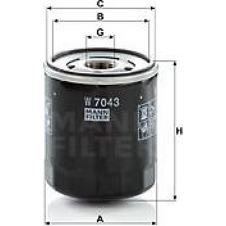 Filtru ulei FORD C-MAX II FOCUS III GALAXY III GRAND C-MAX KUGA II MONDEO V S-MAX FORD USA EDGE 2.0D 03.13- FORD GRAND C-MAX (DXA/CB7, DXA/CEU), Dubita, 12.2010 - Mann-Filter W 7043