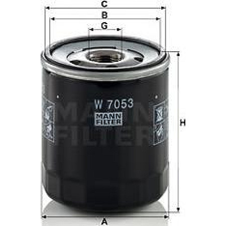 Filtru ulei DAF 400 400-SERIE ARO 240-244 CITROEN AX BERLINGO BERLINGO-MINIVAN BX C15 C15-MINIVAN C25 C35 C4 I C5 CITROEN C4 I (LC_), Hatchback, 11.2004 - 12.2013 Mann-Filter W 7053