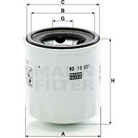 Filtru ulei hidraulic insurubat se potriveste. KUBOTA L M ST D1703-F2803 Mann-Filter WD 10 001 x
