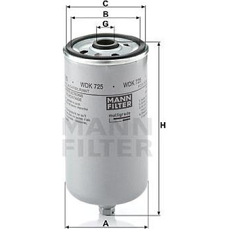 Filtru combustibil MAN CLA E2000 EL EM F2000 F90 F90 UNTERFLUR FOCL G G90 HELICON HOCL L2000 LIONS CITY LIONS C NEOPLAN Spaceliner, Autobuz, 09.1979 - Mann-Filter WDK 725