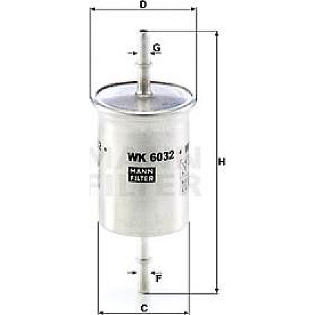 Filtru combustibil CITROEN BERLINGO BERLINGO MULTISPACE BERLINGO-MINIVAN C2 C3 I C3 II C3 PLURIEL C4 C4 GRAND PIC PEUGEOT 3008 II SUV (MC_, MR_, MJ_, M4_), Crossover, 05.2016 - Mann-Filter WK 6032