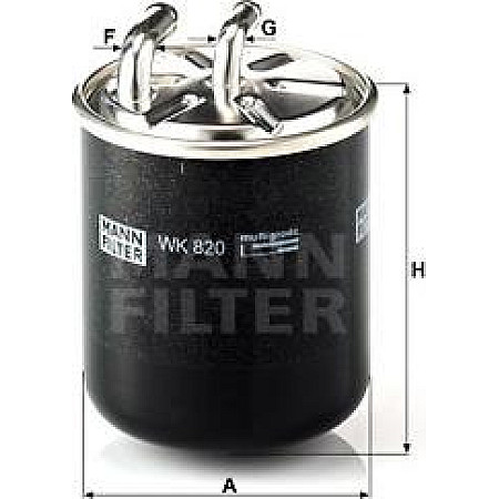 Filtru combustibil MERCEDES R W251 V251 MITSUBISHI COLT VI SMART FORFOUR 1.5D-3.5 08.04-12.14 MERCEDES-BENZ E-CLASS T-Model (S211), Turism, 02.2003 - 07.2009 Mann-Filter WK 820
