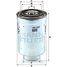 Filtru combustibil cu garnitura FORD RANGER MAZDA 3 5 6 B-SERIE BT-50 CX-5 CX-7 E MITSUBISHI L200 - TRITON LANCER TOYOTA DYNA 150 (_Y_), Cadru de sprijin, 08.1985 - 08.1988 Mann-Filter WK 828 x