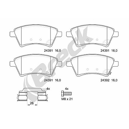 Set placute de frana Fata FIAT SEDICI SUZUKI SX4 1.5-2.0D 06.06- BRECK 24391 00 701 00