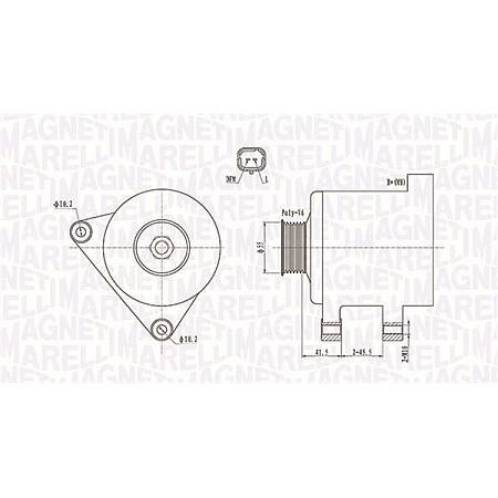 Alternator 12V 120A  CITROEN BERLINGO BERLINGO MULTISPACE BERLINGO/MINIVAN C2 C3 I C3 II C3 PLURIEL C4 C4 I C5 I C5 II C8 C-ELYSEE XSARA XSARA PICASSO 1.4-2.2 06.96- MAGNETI MARELLI 063731741010