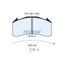 Set placute de frana Fata/Spate MERITOR numar WVA: 29136 VOLVO FL D6B-D6B250 03.00- TEXTAR 29136 292 1 4 D7500