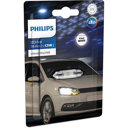 Bec, iluminare numar circulatie LED light bulb blister pack 1pcs 12V 06W SV85 no certification of approval Ultinon Pro3100 SL cool white PHILIPS PHI 11854CU31B1