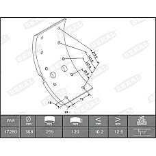 Set garnituri de frictiune, frana tambur Ferodou sabot frana 308x120. 4-supradimensionate BERAL KBL17280.4-1561