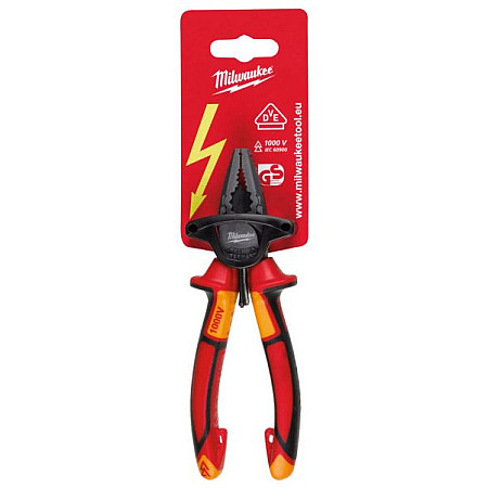 Cleste, rotire piston Pliers combination pliers universal length: 165mm jaws: hardened cutting edges handle: anti-roll/of plastics MILWAUKEE 4932464571