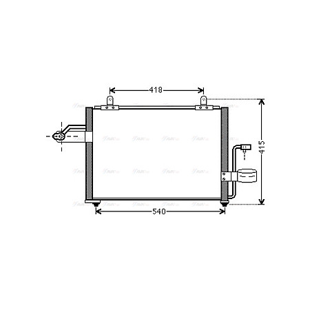 Condensator, climatizare A/C condenser CHEVROLET REZZO DAEWOO TACUMA / REZZO 1.6/1.8/2.0 09.00- AVA COOLING DW5084 AVA